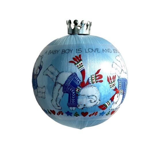 VTG Hallmark Satin Keepsake Ornament Baby’s 1st Christmas 1983 Boy Blue - Picture 2 of 5